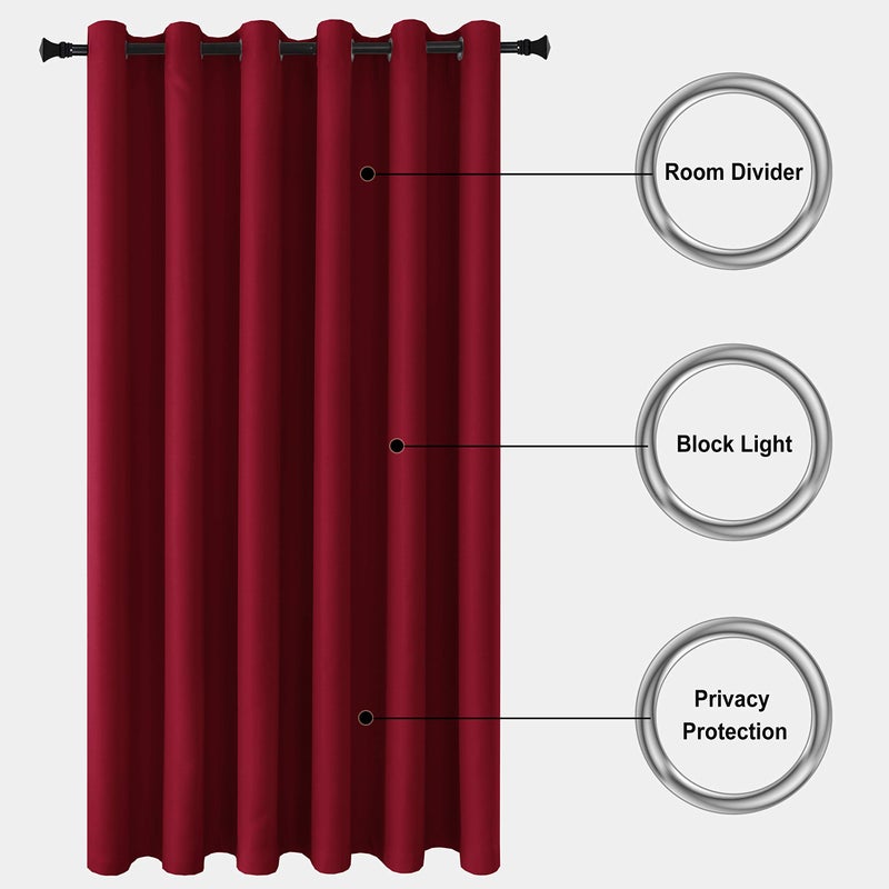 DWCN Christmas Privacy Room Divider Blackout Curtain - Thermal Curtains for Patio Door, Living Room, Bedroom Partition and Shared Office Space, 1 Grommet Curtain Panel, 8.3ft Wide x 7ft Tall, Burgundy - Image 2